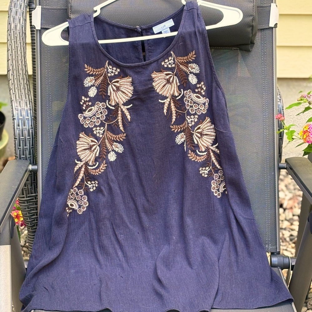 J. Jill Navy Embellished Relaxed Tunic